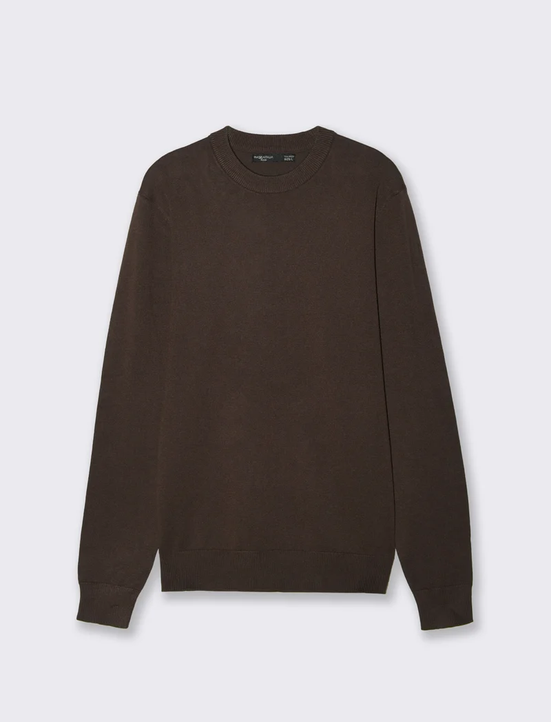 Maglia girocollo in filato premium - Moro