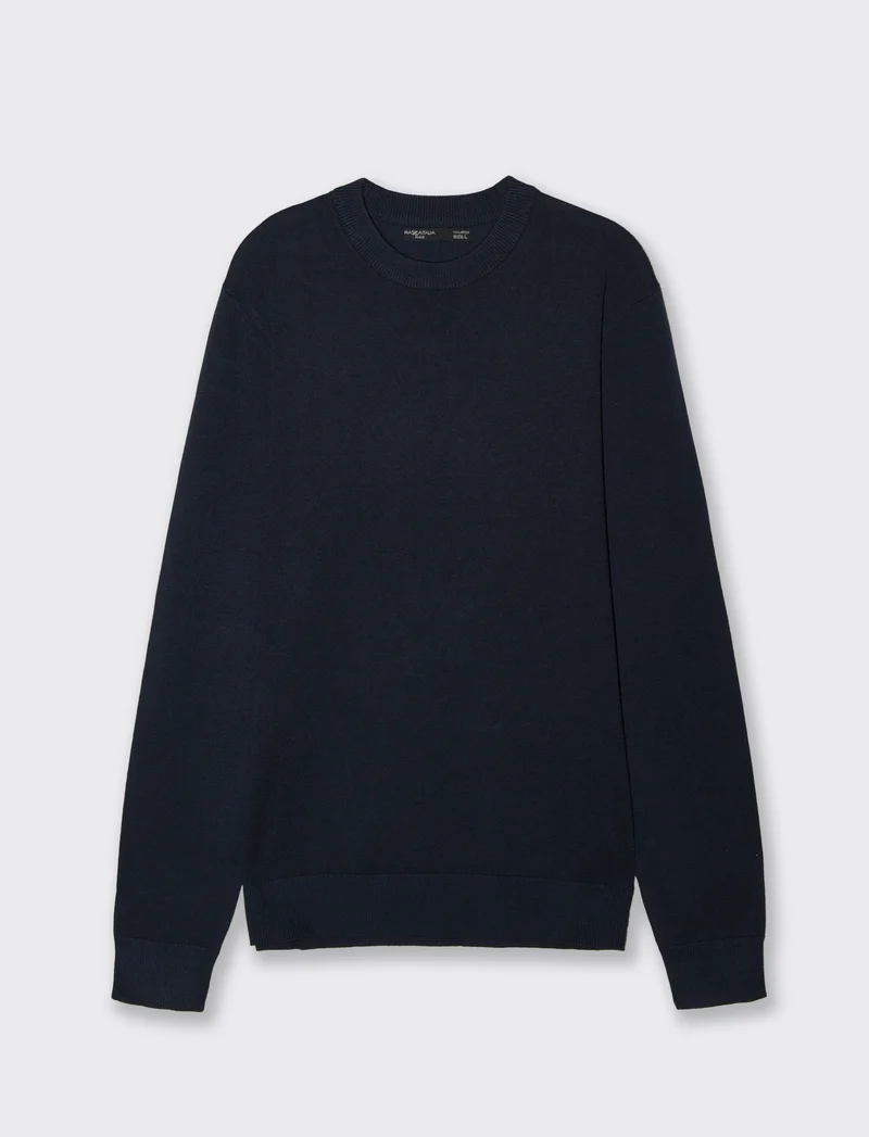Maglia girocollo in filato premium - Blu