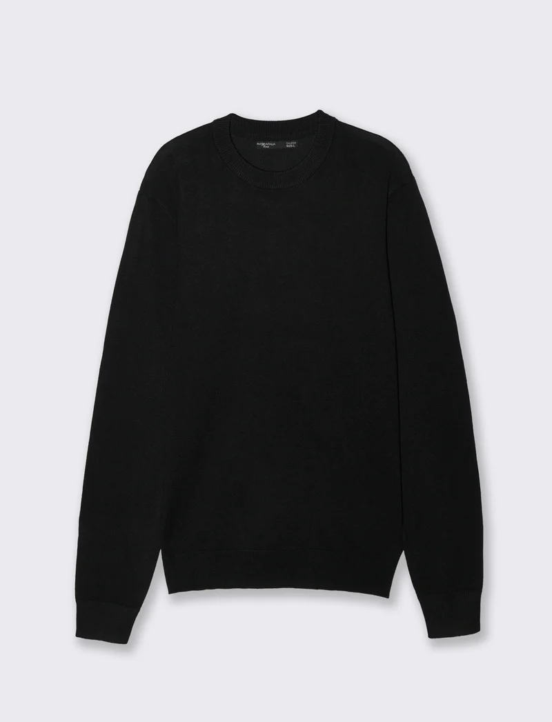 Maglia girocollo in filato premium - Nero