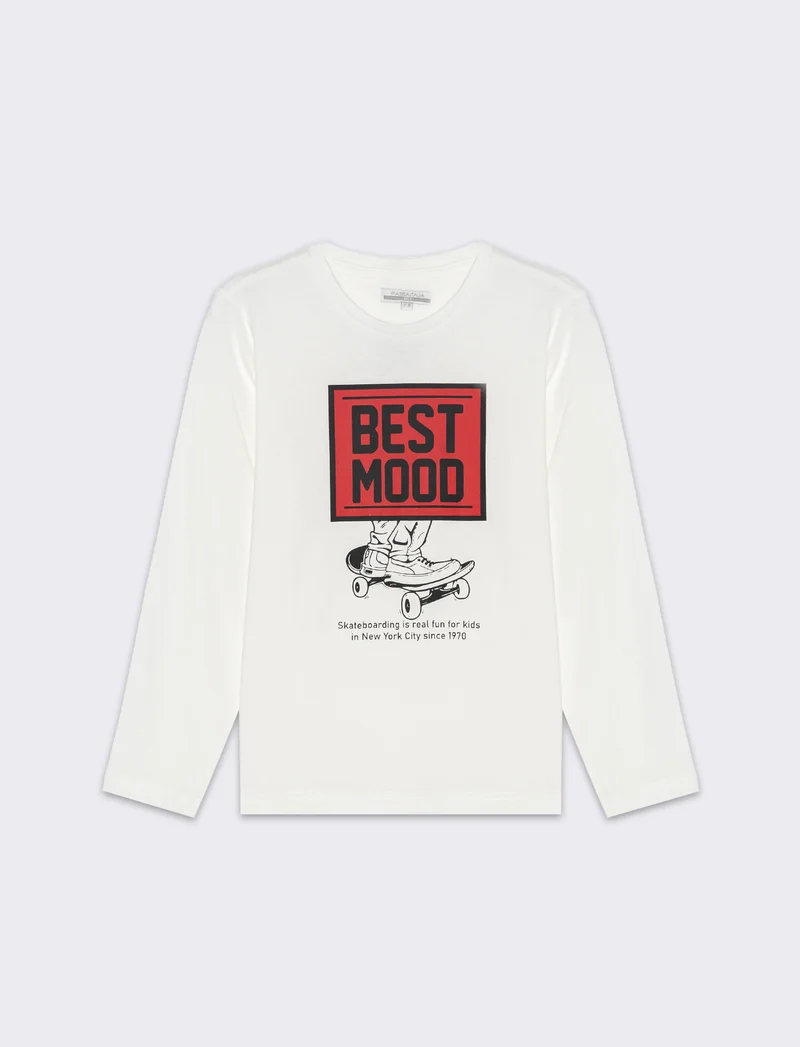 T-shirt girocollo da bambino - Bianco latte