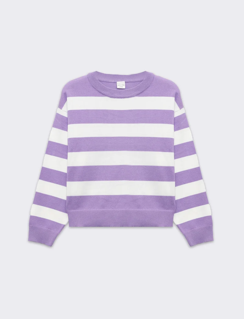 Maglione a righe da bambina - Lilla