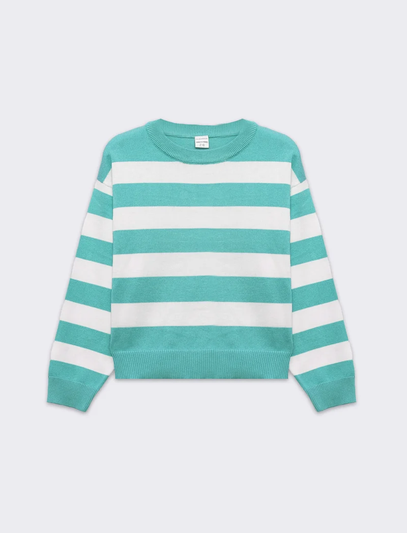 Maglione a righe da bambina - Verde