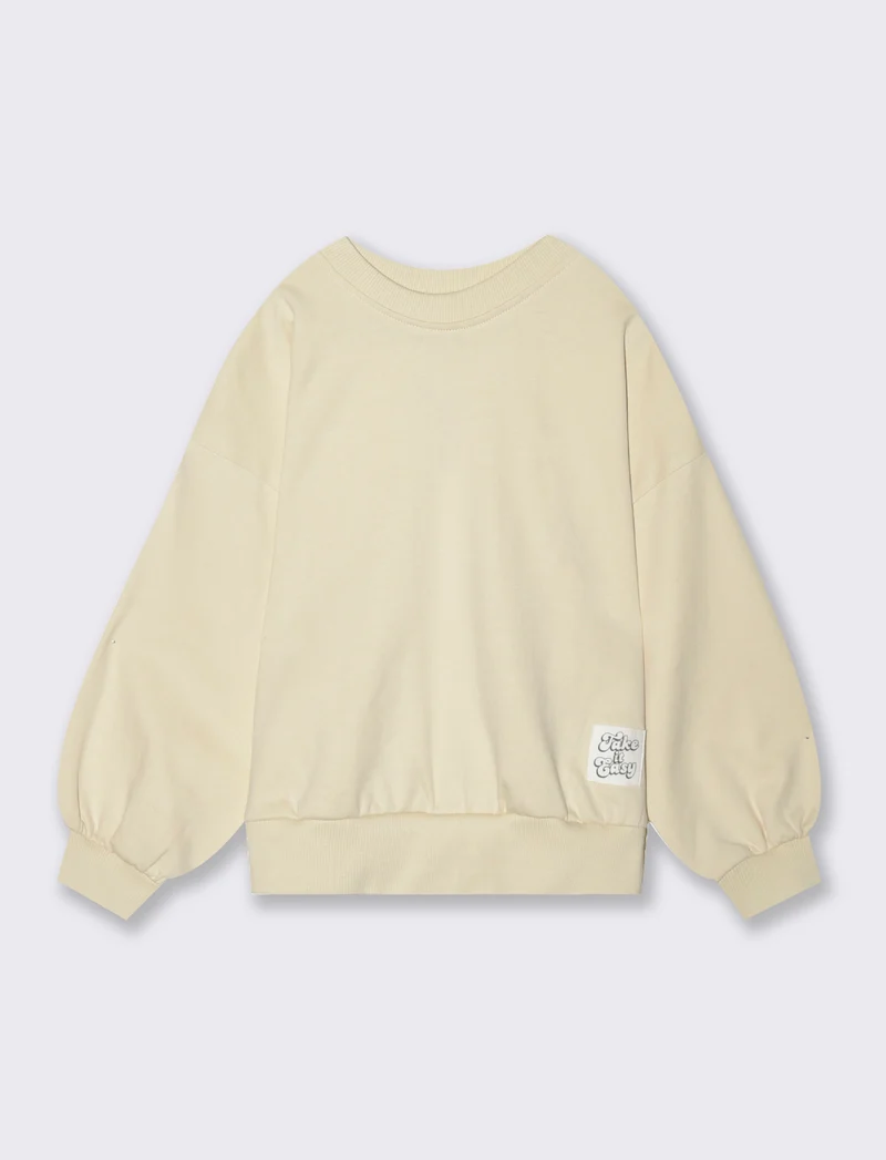 Felpa girocollo da bambina - Beige