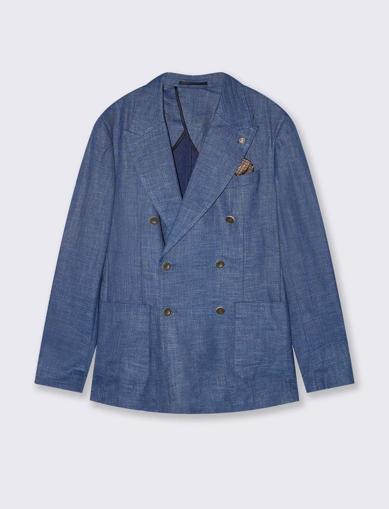 Blazer Doppio Petto Formal Fit Elegante - Bluette