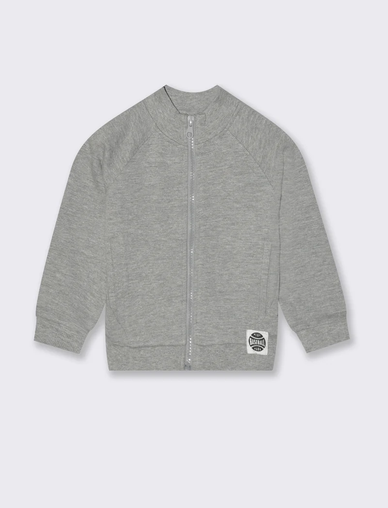 Felpa con zip frontale - Grigio mel.