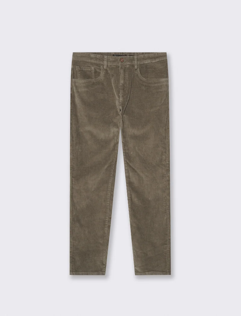 PANTALONI 5 TASCHE IN VELLUTO - Grigio fango