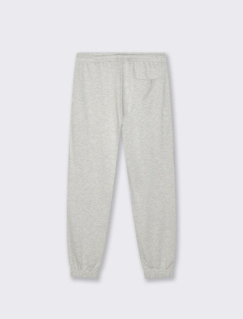Pantaloni Jogger Basic in Felpa con Tasche - Grigio mel.