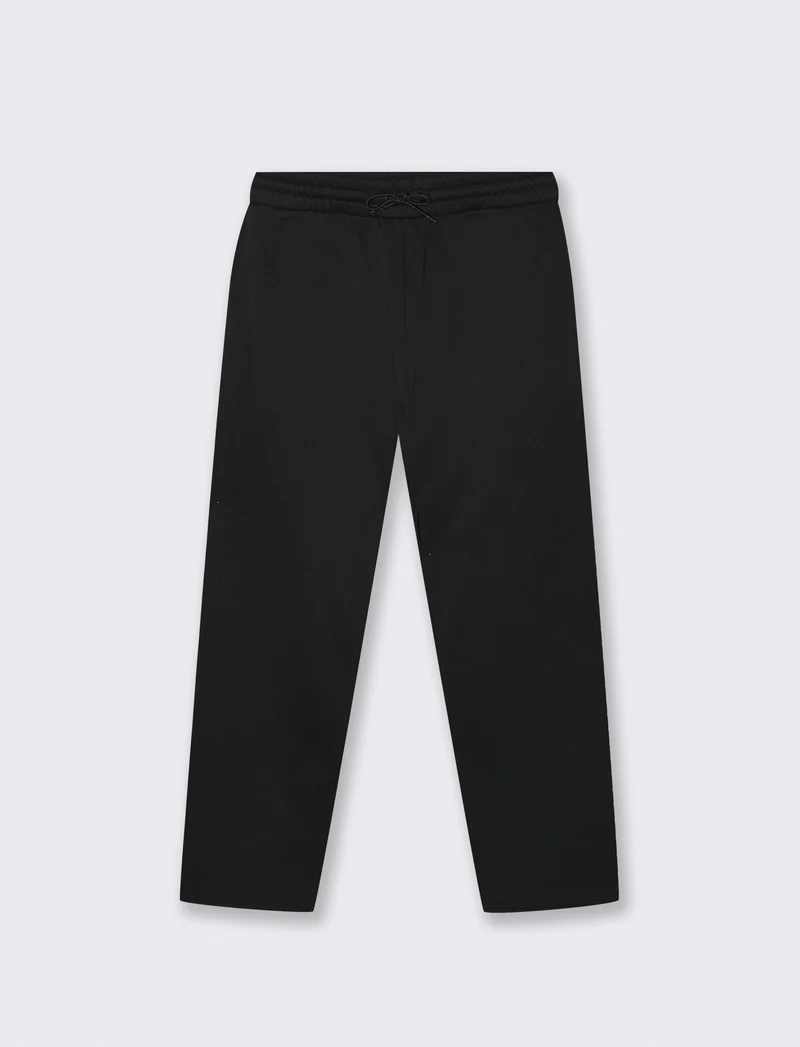 Pantaloni Felpa Jogger con Gamba Dritta - Nero