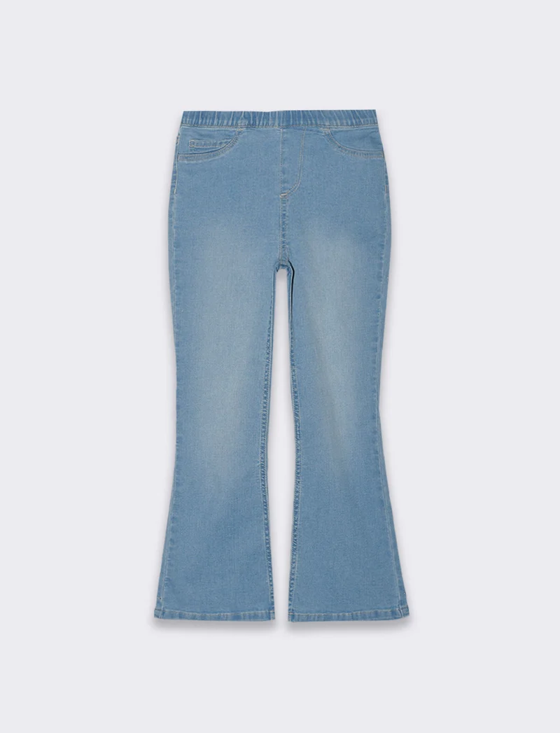 Leggings flare fit in denim elastico da bambina - Denim chiaro