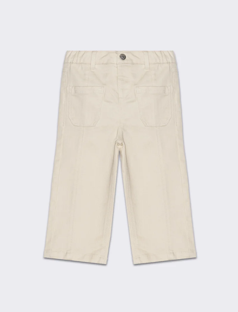 Pantalone ampio con taschine da neonata - Beige