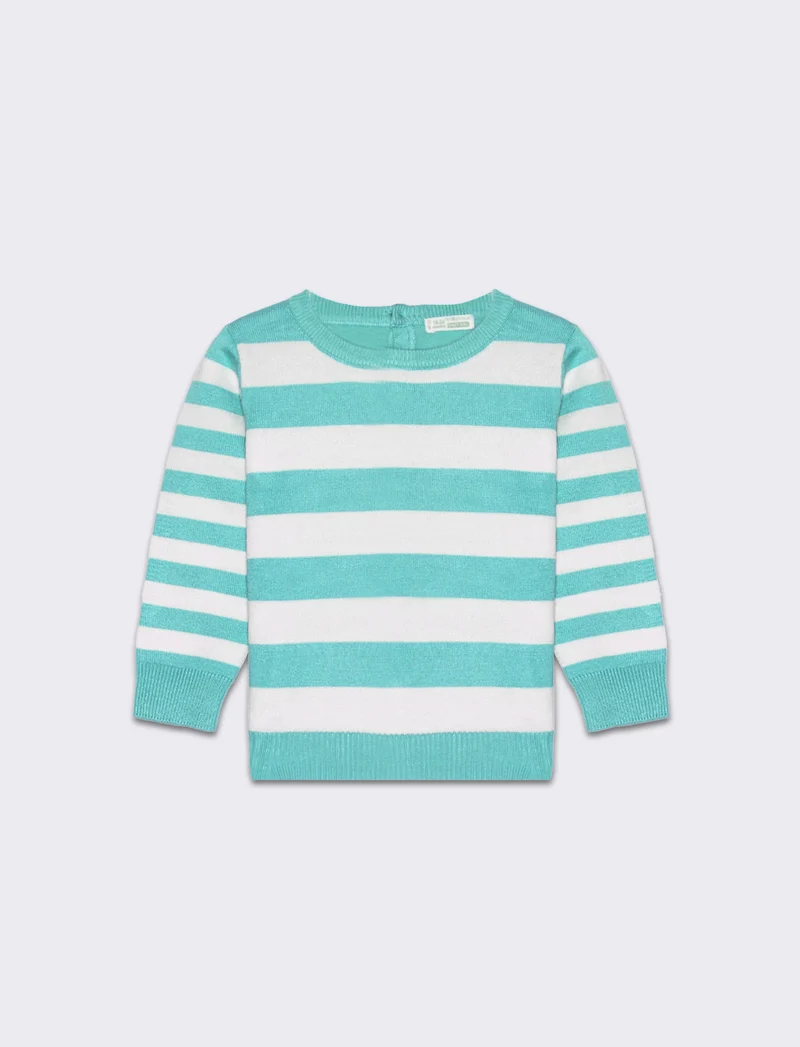 Maglia a righe da neonata - Verde acqua