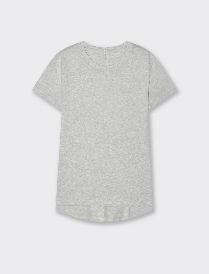 T-Shirt Basica Manica Corta Girocollo - Grigio chiaro mel.