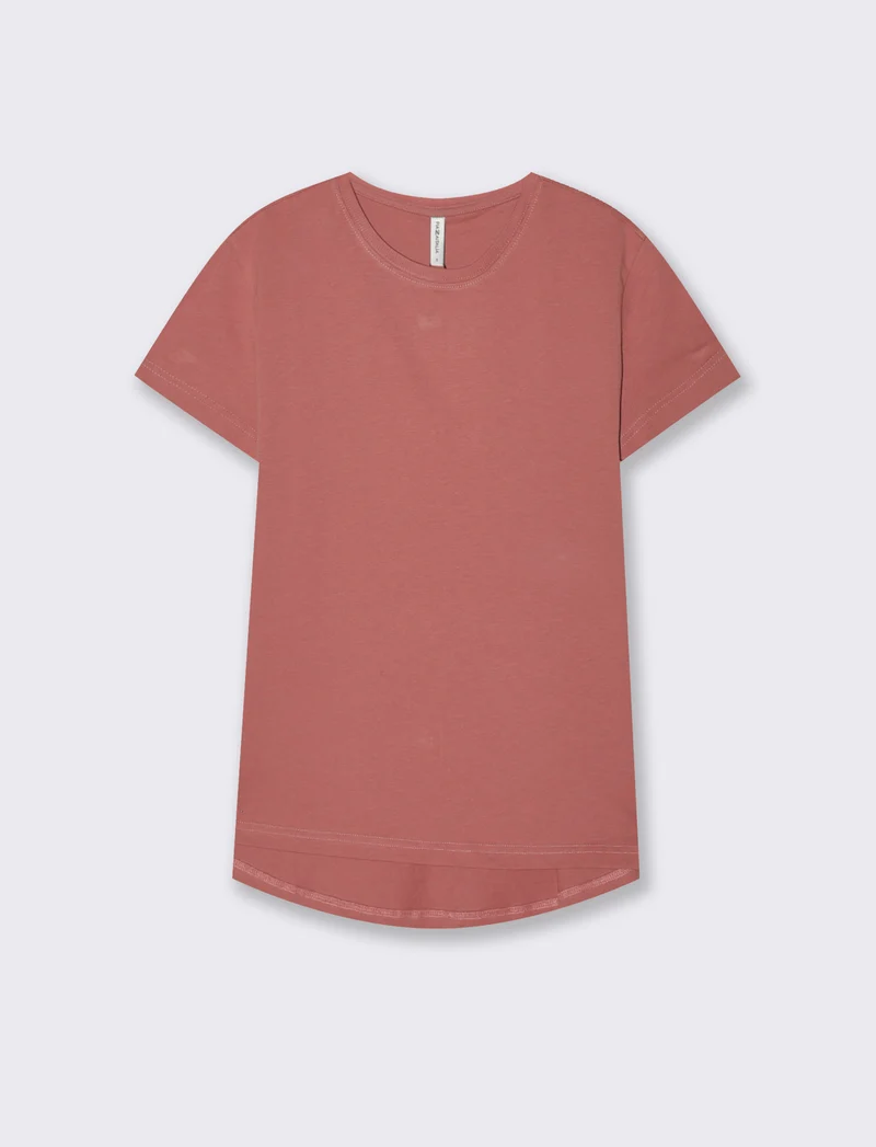 T-Shirt Basica Manica Corta Girocollo - Rosso mattone