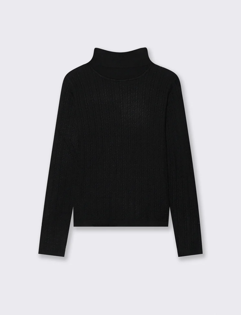 PULLOVER A TRECCE - Nero