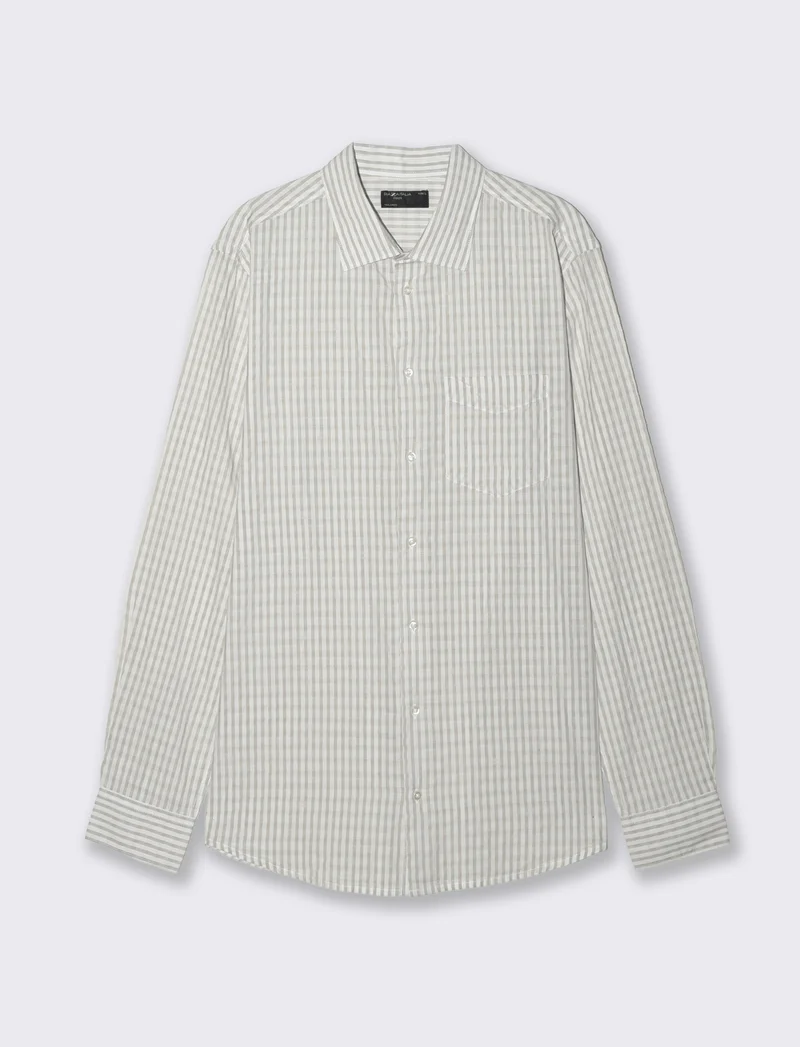 Camicia a righe in cotone da uomo - Beige