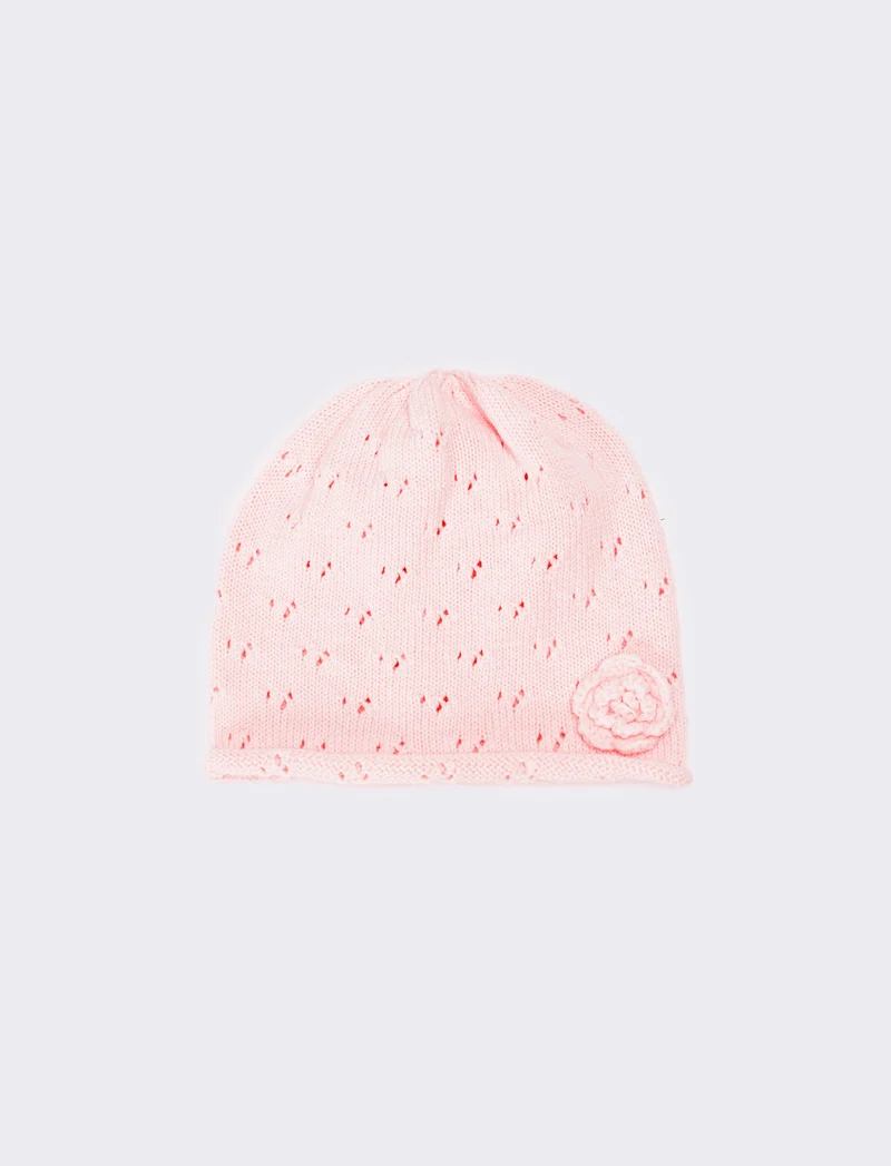 Cappello neonata cuffia con fiore - Rosa