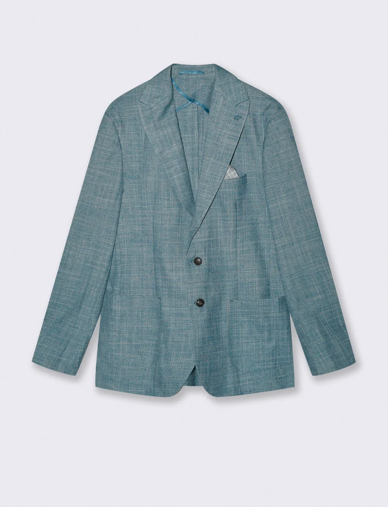 Blazer formale in tessuto strutturato - Verde petrolio