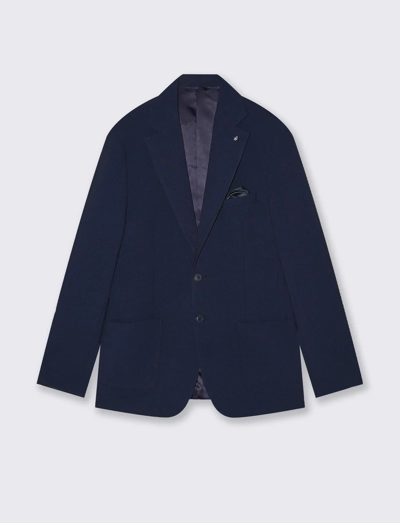 Blazer micro waffel formal fit elegante - Blu