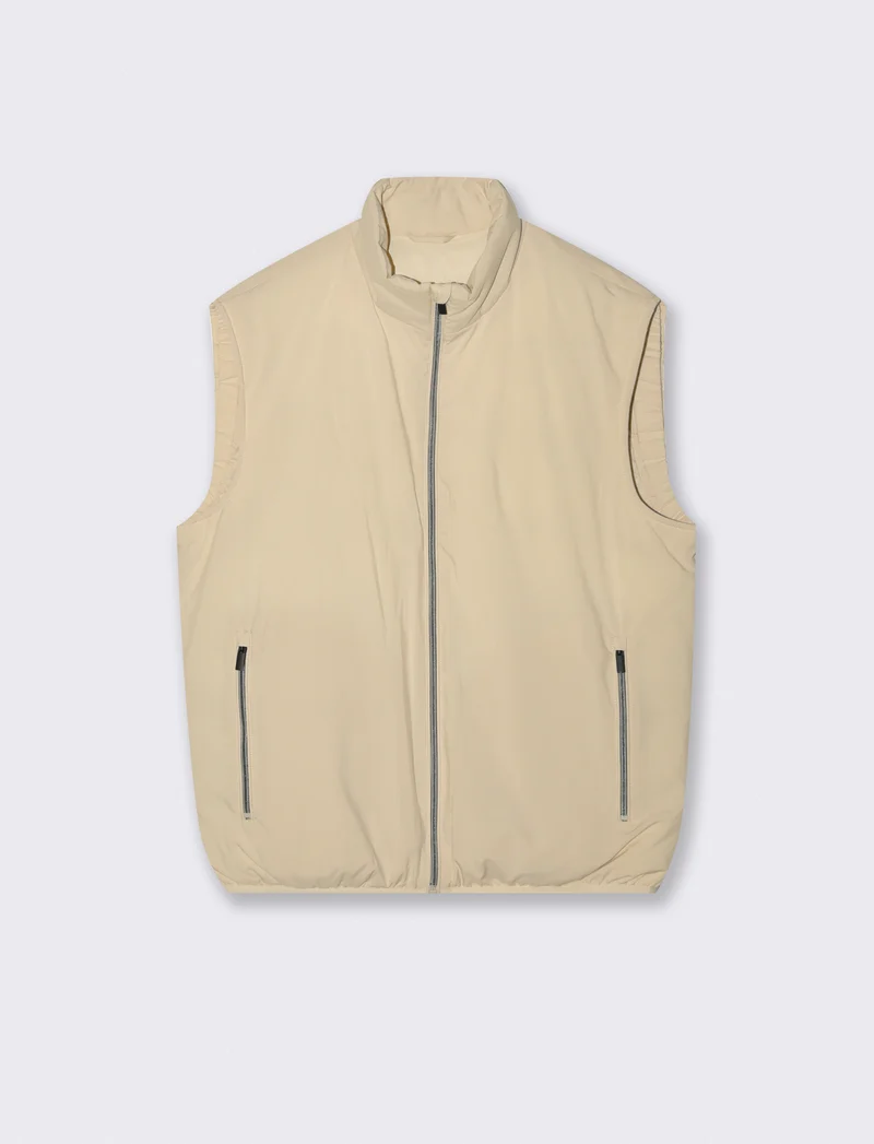 Giubbotto smanicato in tessuto tecnico - Beige ecru