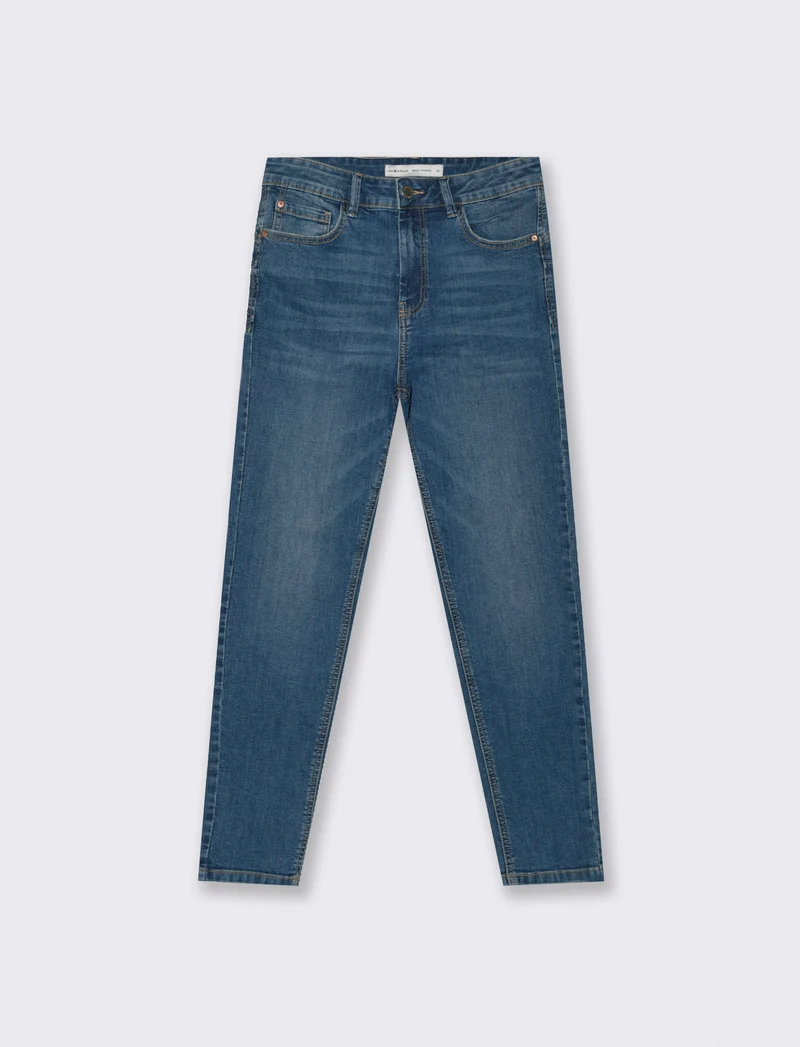 Jeans Skinny Push Up Vita Alta 5 Tasche - Denim