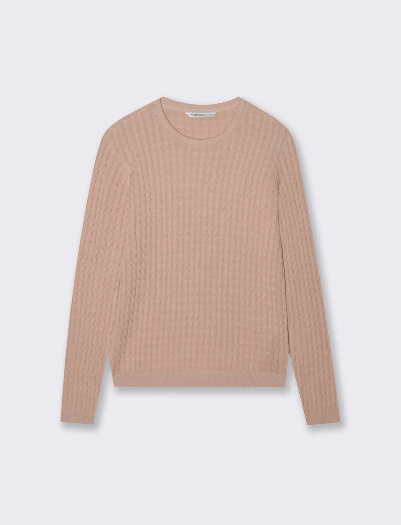 Maglia Girocollo a Treccia - Rosa chiaro