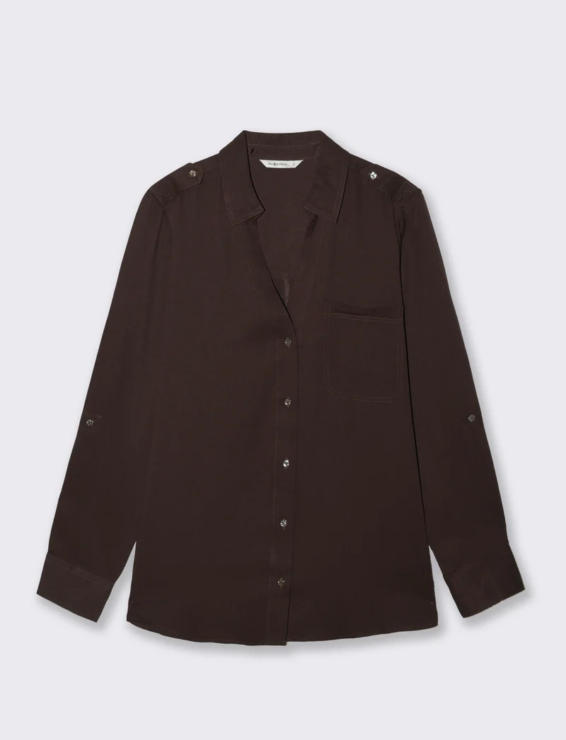 Camicia Basica con Tasche e Laccio - Moro