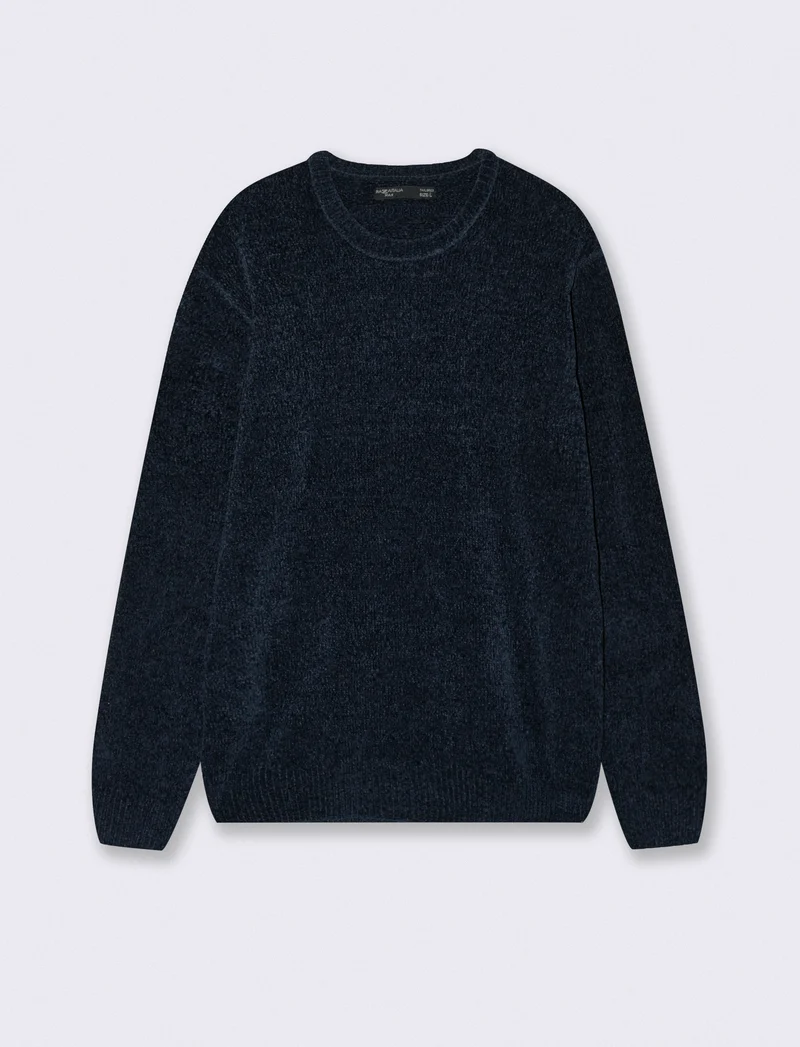 MAGLIA GIROCOLLO IN CINIGLIA - Blu
