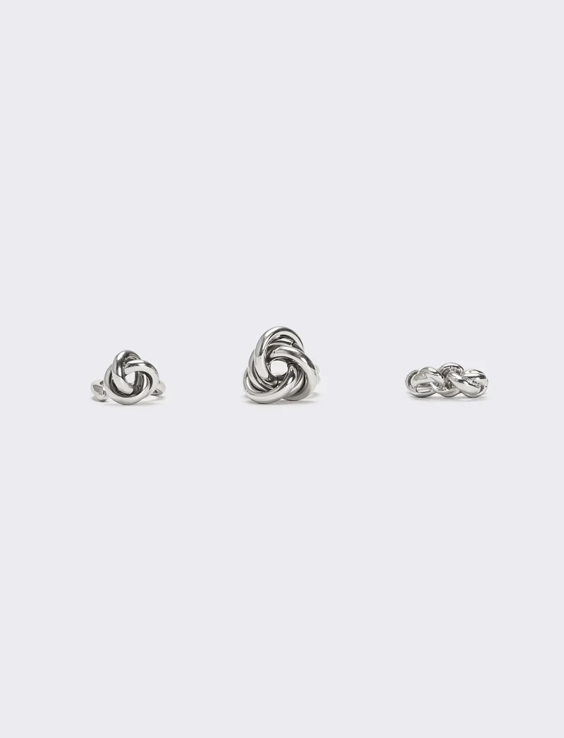 Card donna anelli 3 pezzi con nodo - Argento