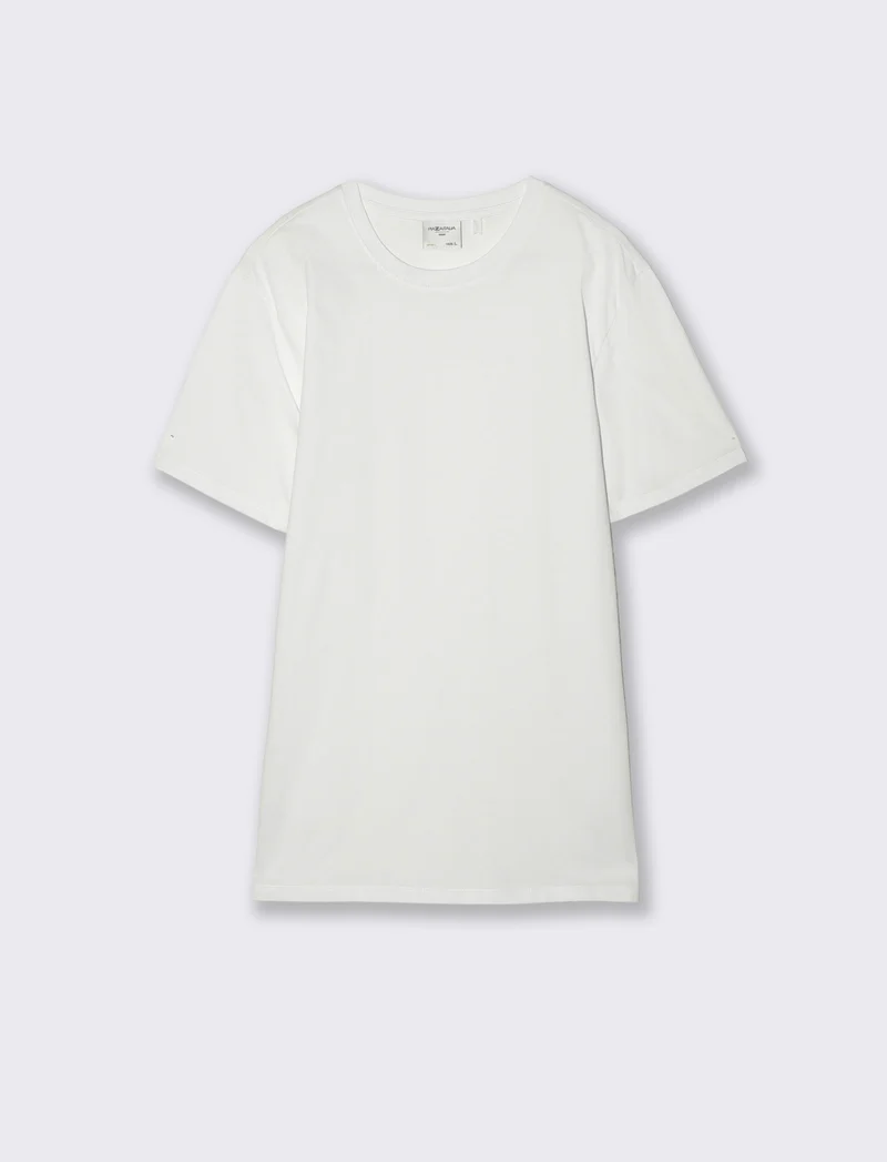 T-shirt girocollo in cotone regular fit - Bianco