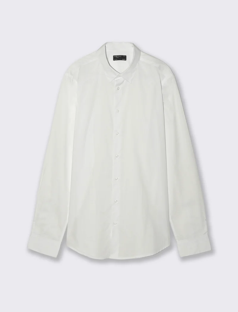 Camicia Slim Fit Easy Iron in Cotone - Bianco