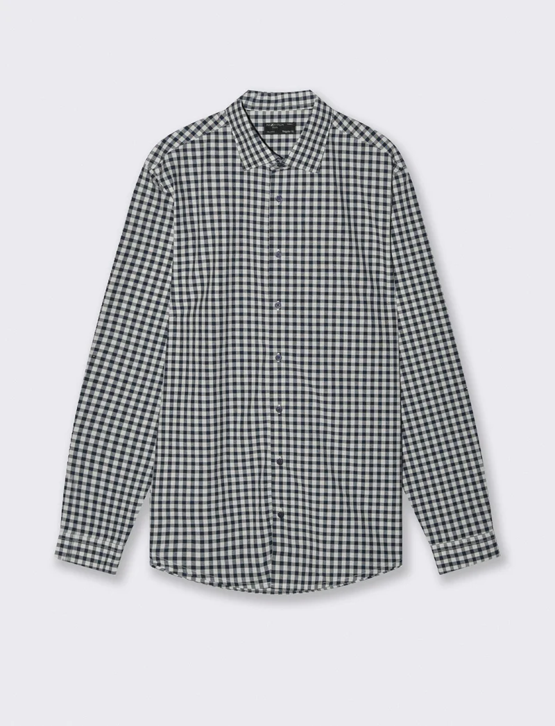 Camicia a quadri regular fit in cotone - Blu