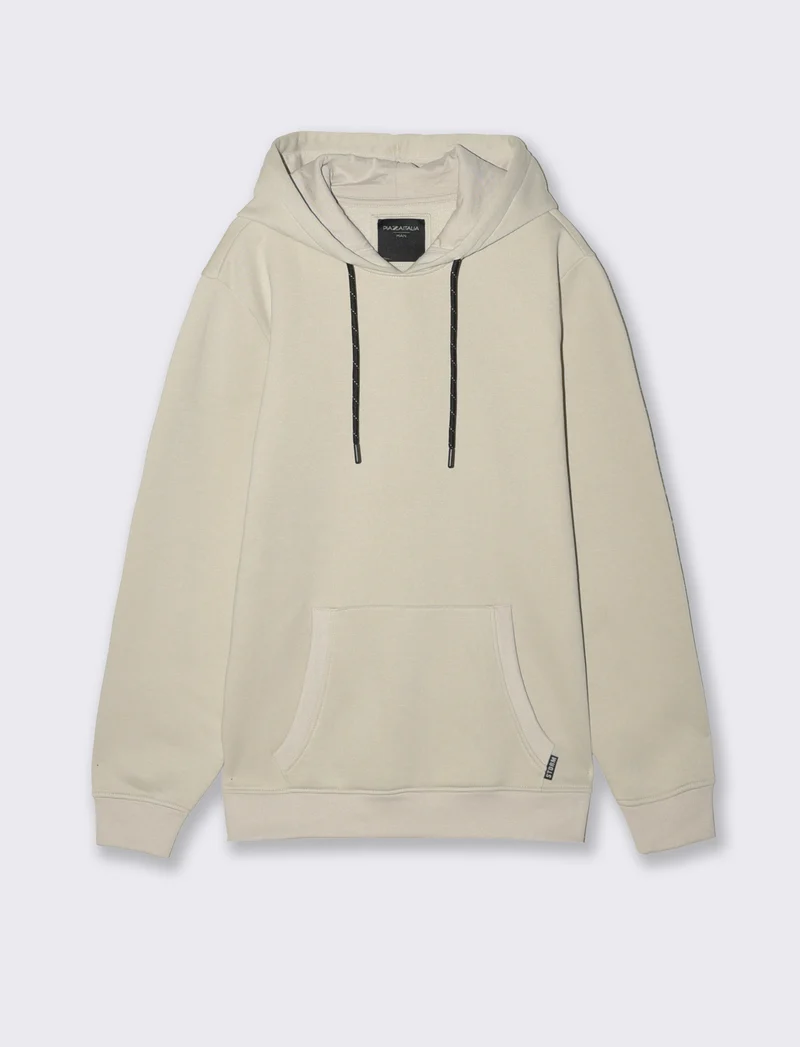 Felpa basic con cappuccio e tasca marsupio - Grigio ghiaccio