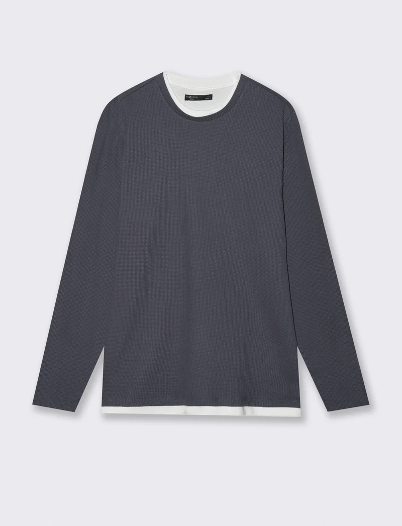 Maglia girocollo waffel in misto cotone - Avion