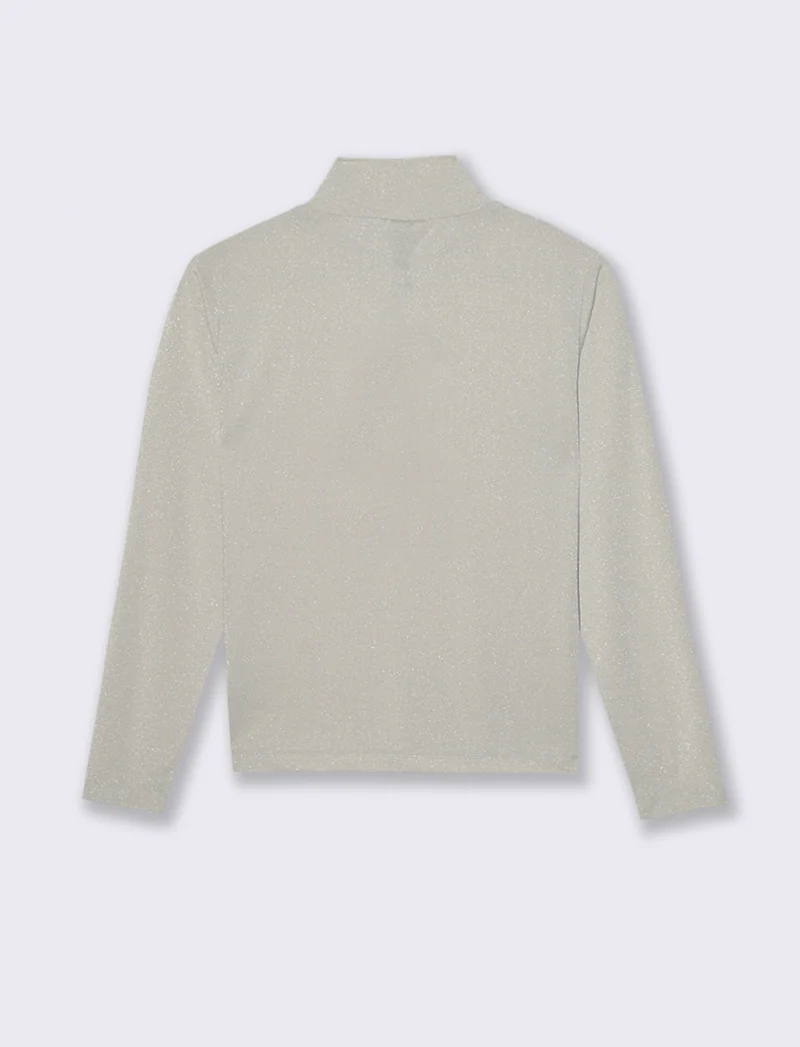 T-SHIRT IN TESSUTO CON FILO EFFETTO METALLO - Avorio