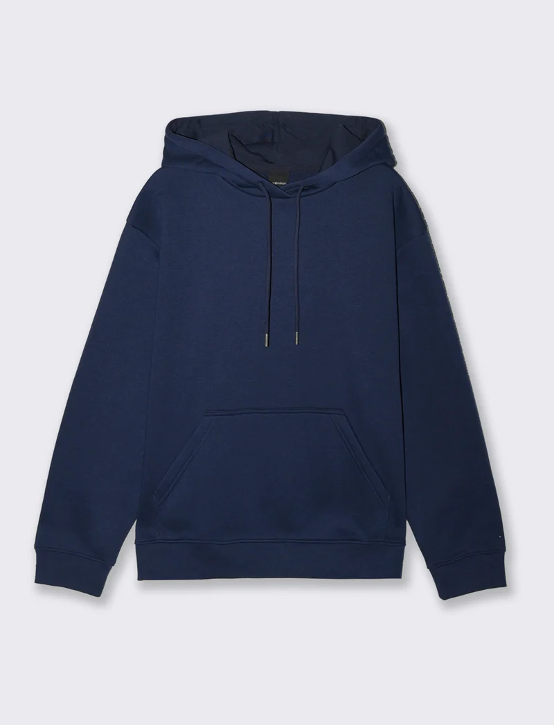 FELPA CON CAPPUCCIO E TASCA A MARSUPIO - Blu