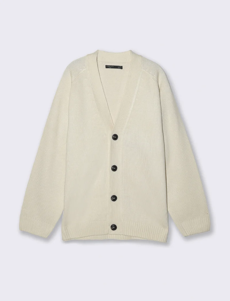 Maglia modello cardigan - Beige ecru