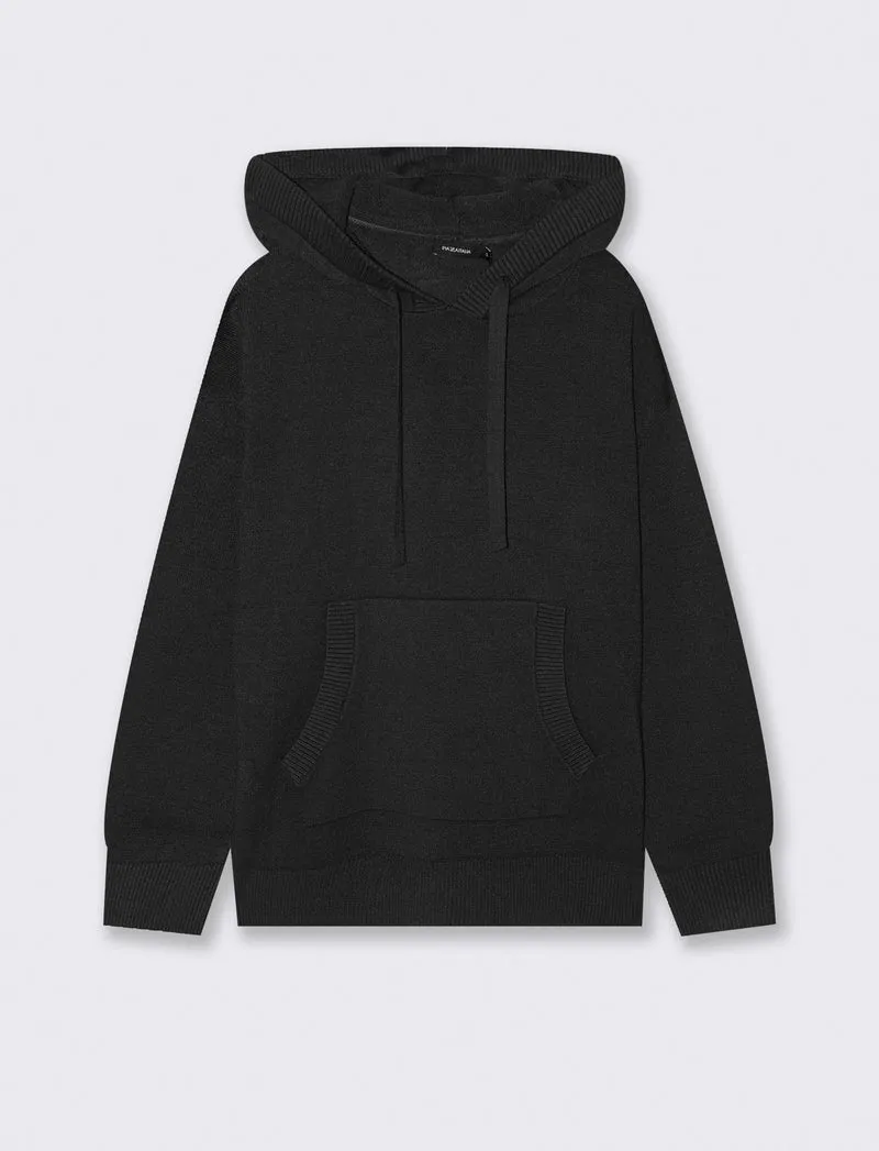 PULLOVER CON CAPPUCCIO - Nero