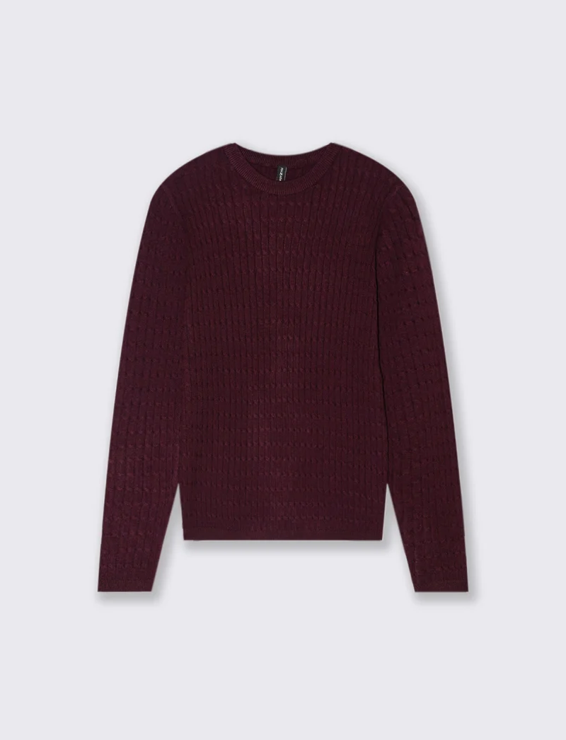 PULLOVER A TRECCE - Bordeaux