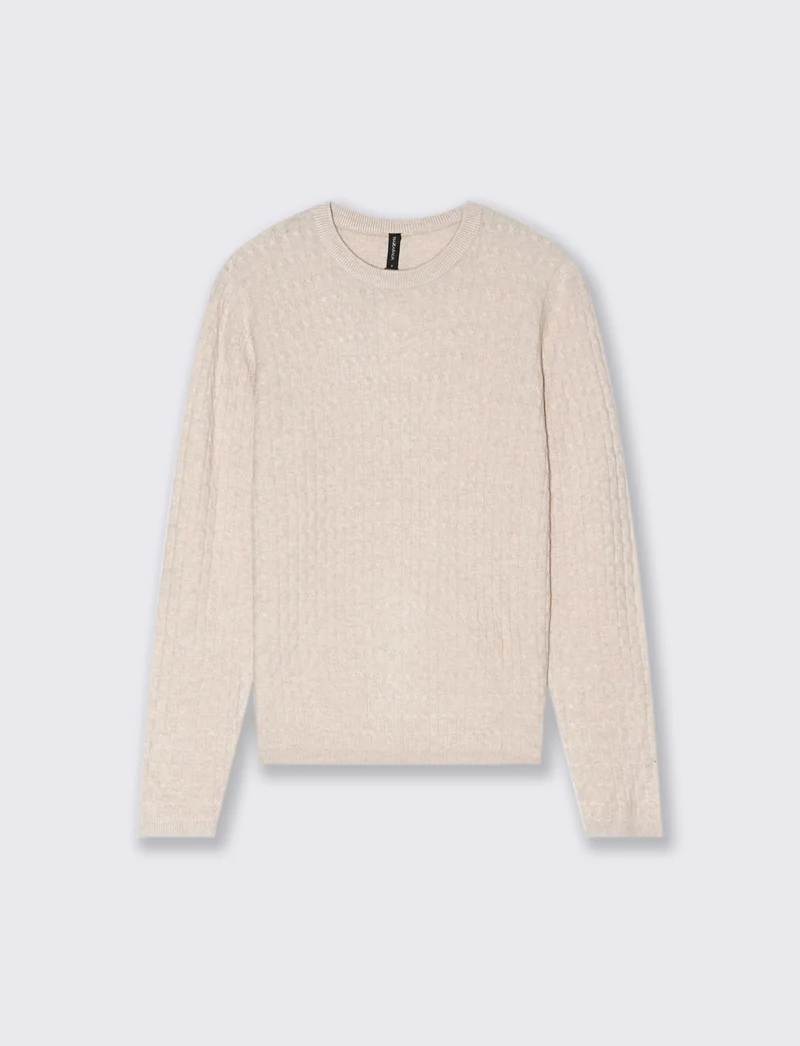 PULLOVER A TRECCE - Beige grano