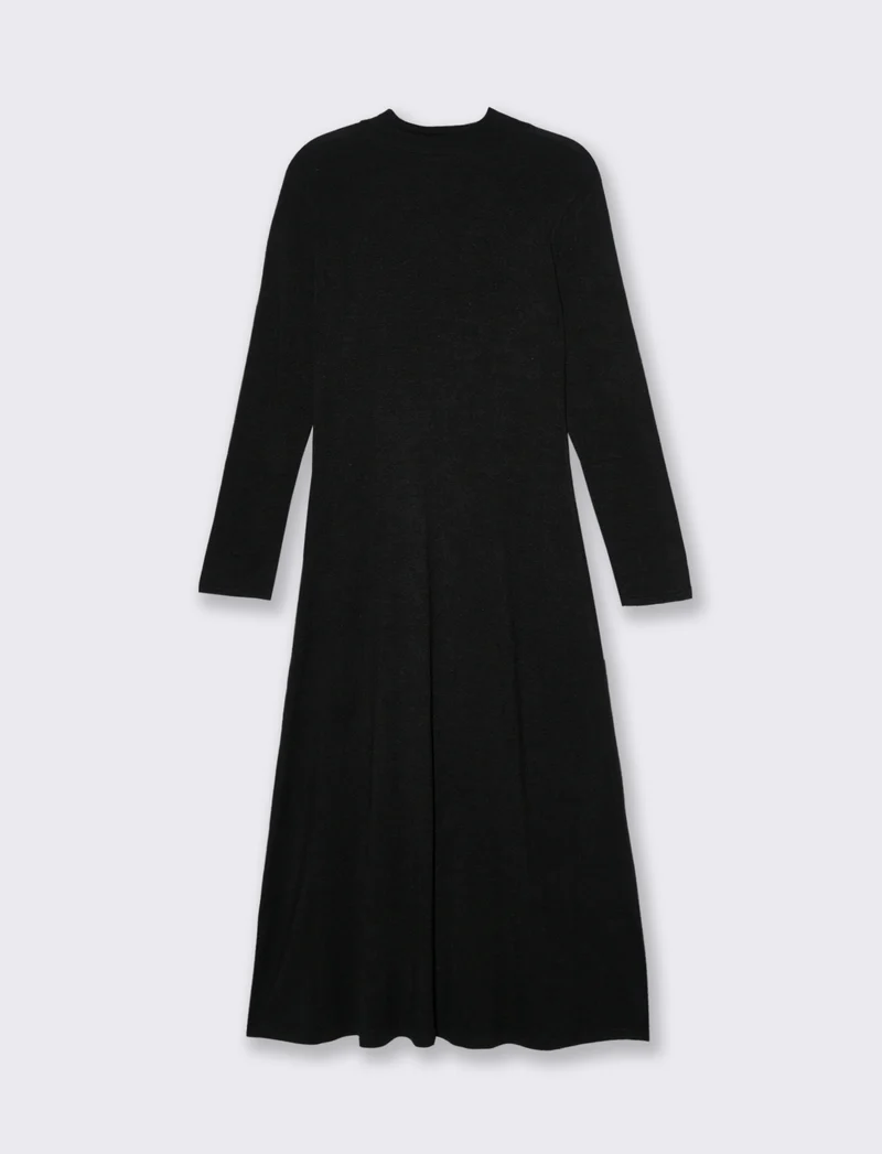 VESTITO LUNGO SVASATO - Nero