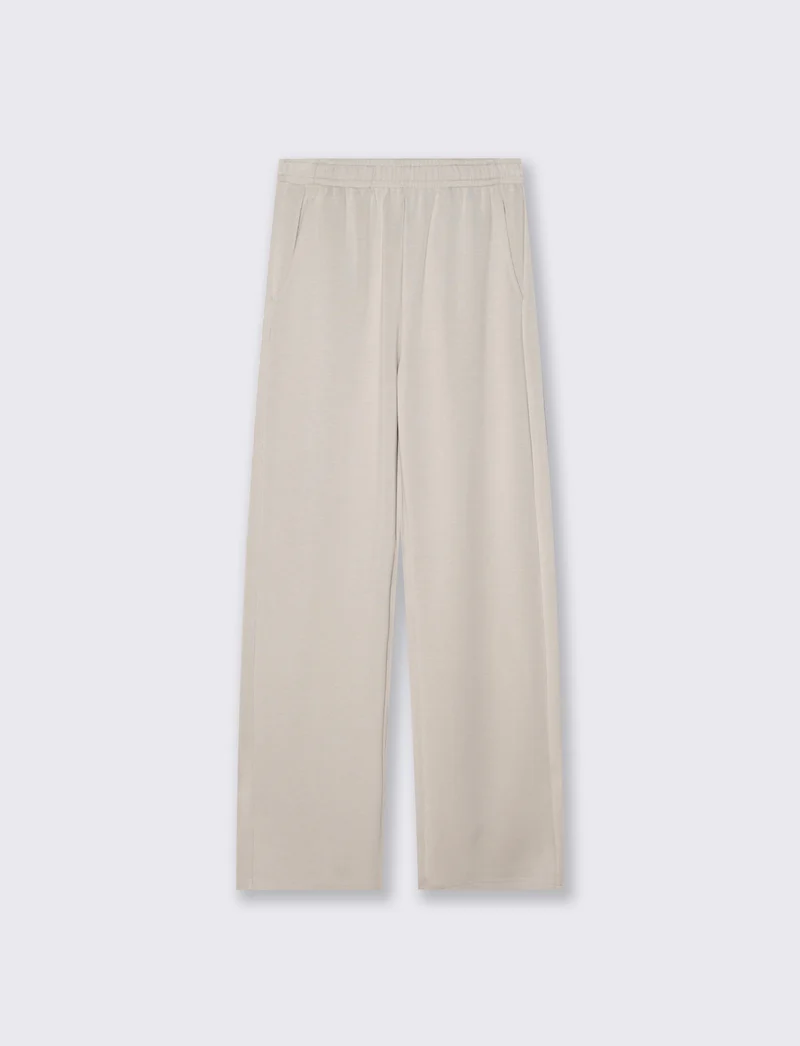 jogger in scuba con elastico e tasche - Beige grano