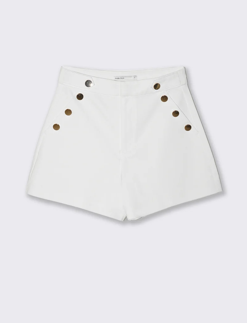 Short con bottoni da donna - Bianco
