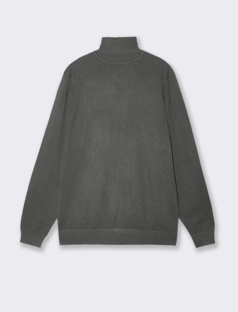 MAGLIA COLLO ALTO BASIC - Antracite melange