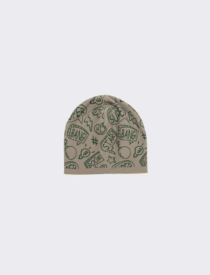 Cappello cuffia con stampa stelle - Verde