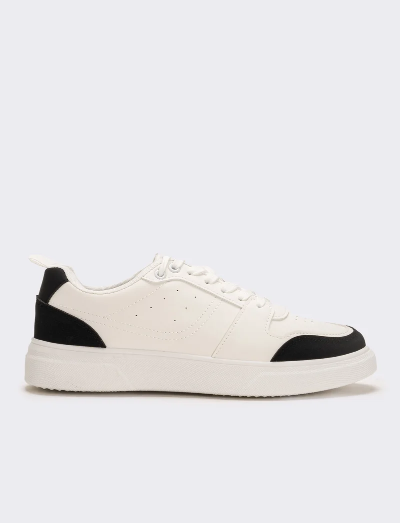 Sneakers con riporti da uomo - bianco/nero