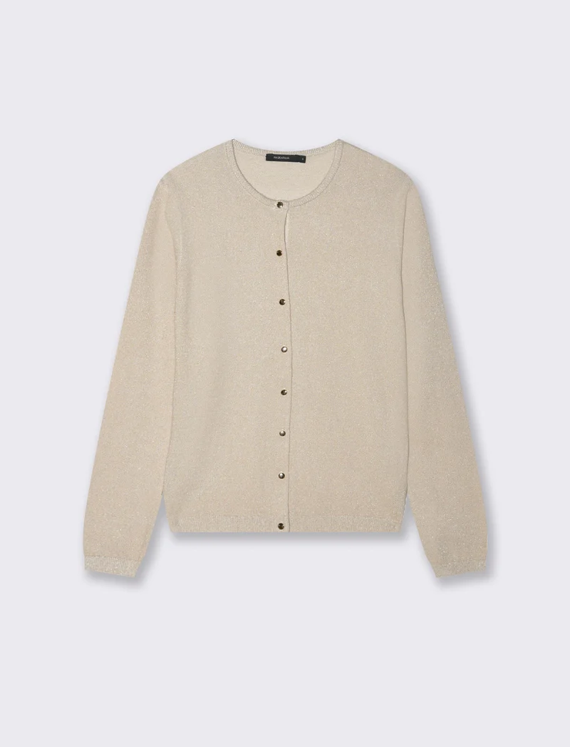 CARDIGAN CON TESSUTO CON FILO EFFETTO METALLO - Avorio