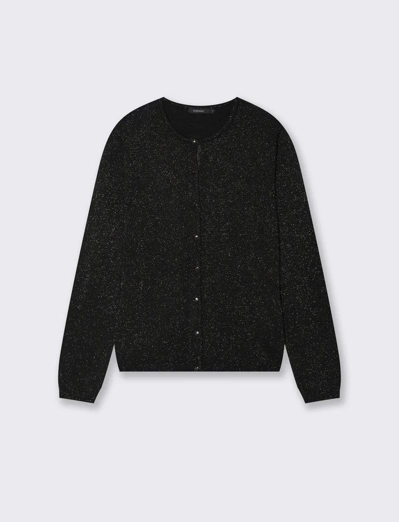 CARDIGAN CON TESSUTO CON FILO EFFETTO METALLO - Nero