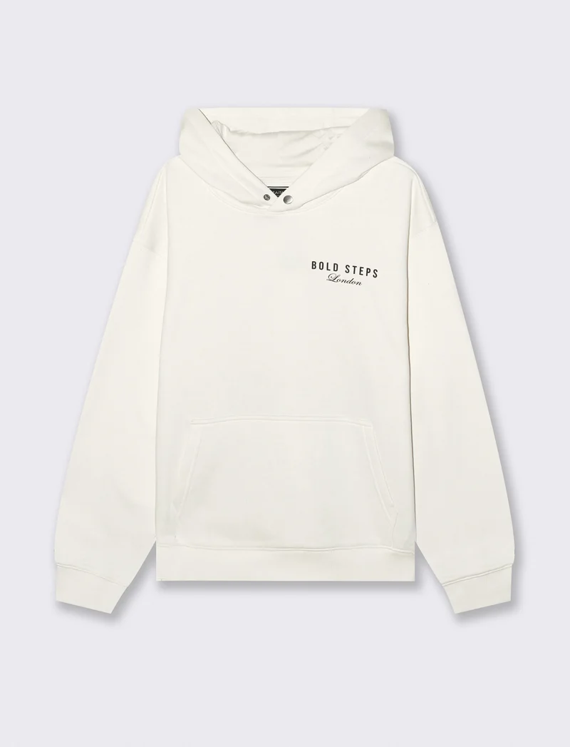FELPA CON CAPPUCCIO E STAMPE - Bianco