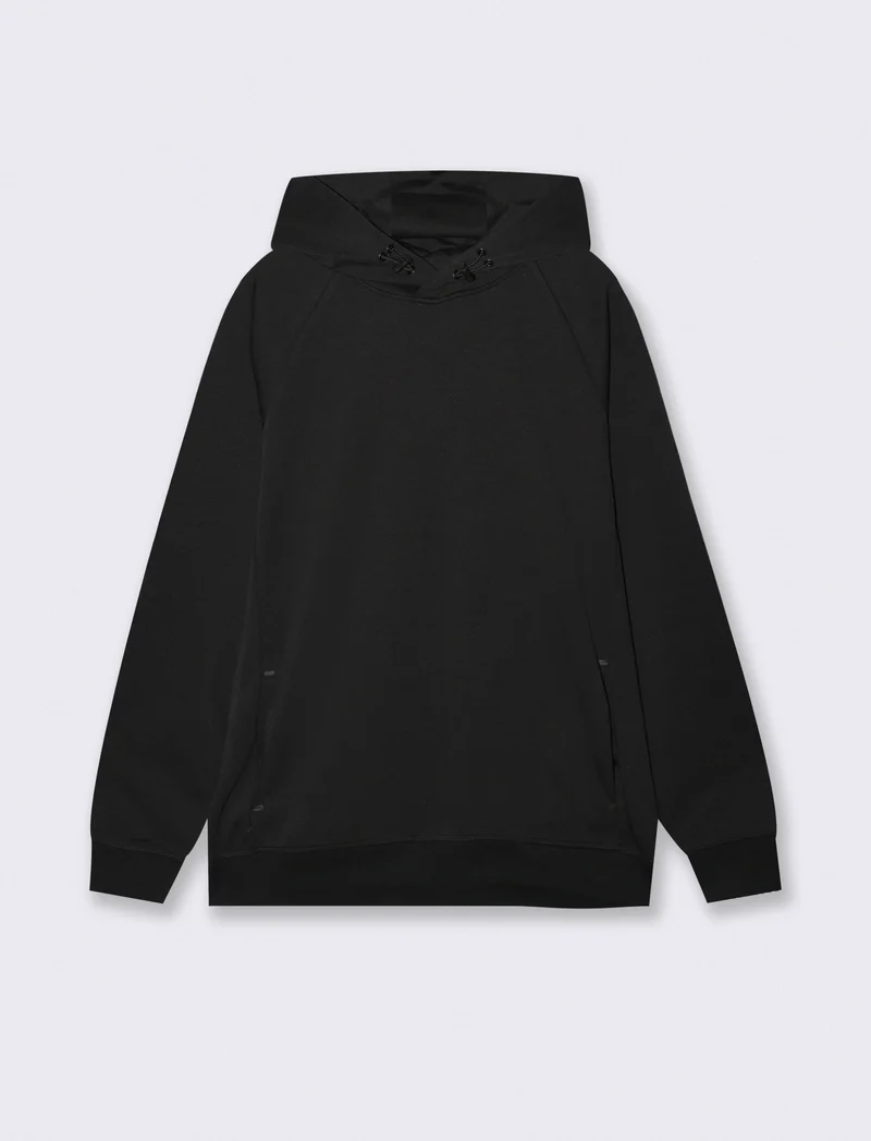 FELPA CON CAPPUCCIO IN INTERLOCK CON CERNIERA - Nero