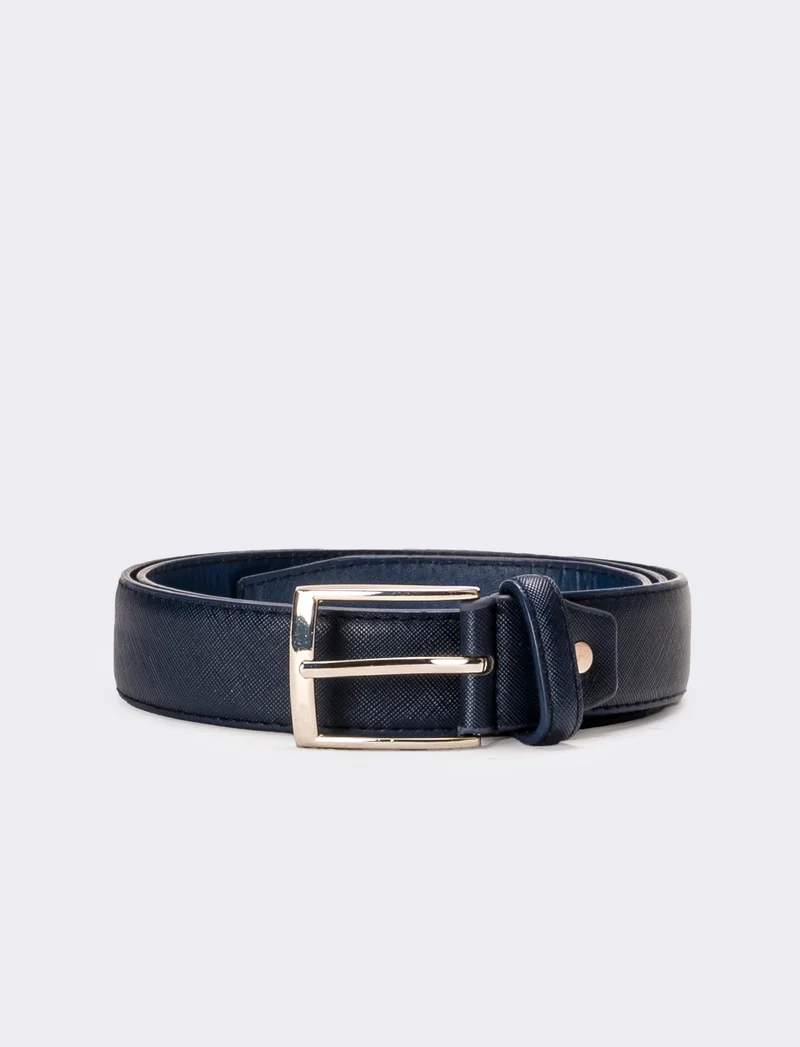 Cintura uomo in saffiano opaco - Blu